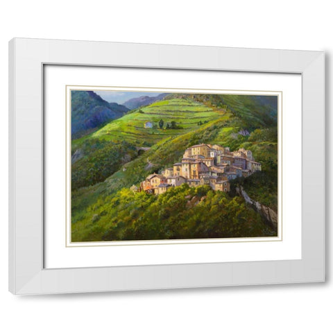 Villaggio sui monti White Modern Wood Framed Art Print with Double Matting by Galasso, Adriano