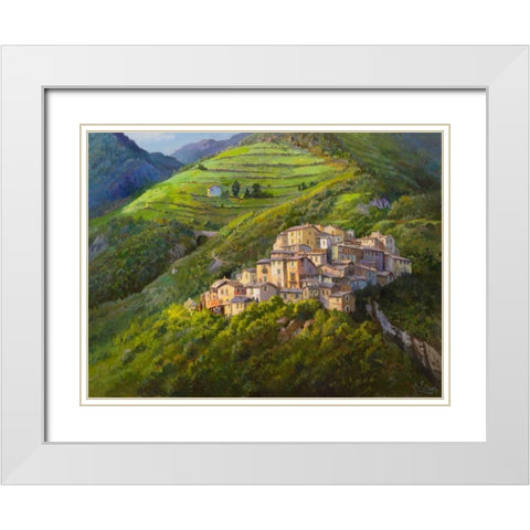 Villaggio sui monti White Modern Wood Framed Art Print with Double Matting by Galasso, Adriano