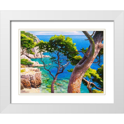 Lavandou White Modern Wood Framed Art Print with Double Matting by Galasso, Adriano