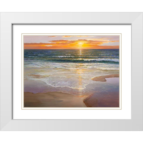 Alba sulla battigia White Modern Wood Framed Art Print with Double Matting by Galasso, Adriano