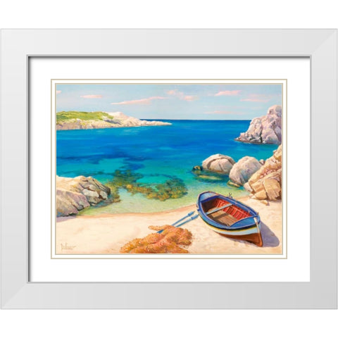 Sardegna White Modern Wood Framed Art Print with Double Matting by Galasso, Adriano