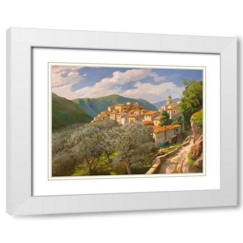 Borgo degli ulivi White Modern Wood Framed Art Print with Double Matting by Galasso, Adriano