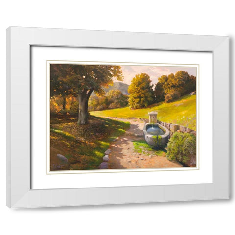 Sentiero tra i boschi White Modern Wood Framed Art Print with Double Matting by Galasso, Adriano