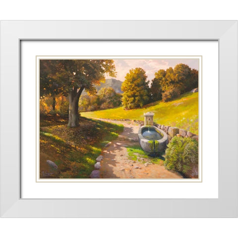 Sentiero tra i boschi White Modern Wood Framed Art Print with Double Matting by Galasso, Adriano