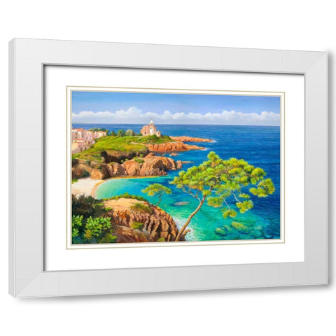 Costa del Mediterraneo White Modern Wood Framed Art Print with Double Matting by Galasso, Adriano