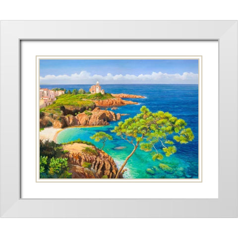 Costa del Mediterraneo White Modern Wood Framed Art Print with Double Matting by Galasso, Adriano