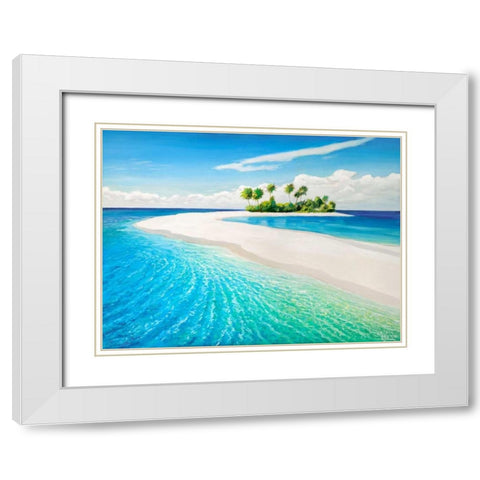 Isola tropicale White Modern Wood Framed Art Print with Double Matting by Galasso, Adriano