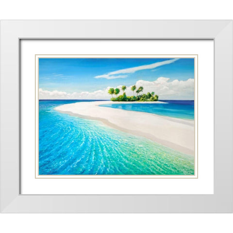 Isola tropicale White Modern Wood Framed Art Print with Double Matting by Galasso, Adriano