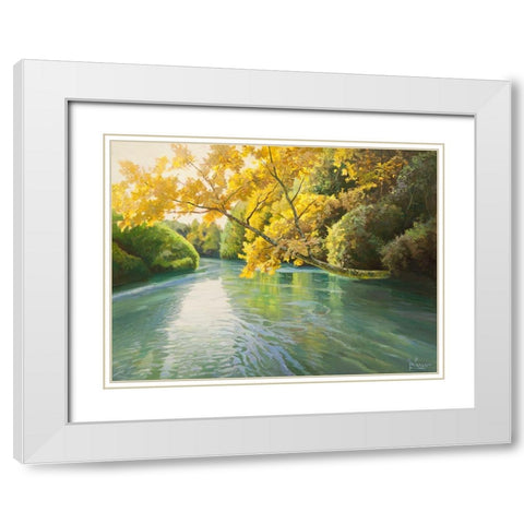 Fiume sereno White Modern Wood Framed Art Print with Double Matting by Galasso, Adriano