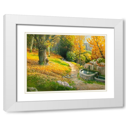 Ristoro sul sentiero White Modern Wood Framed Art Print with Double Matting by Galasso, Adriano