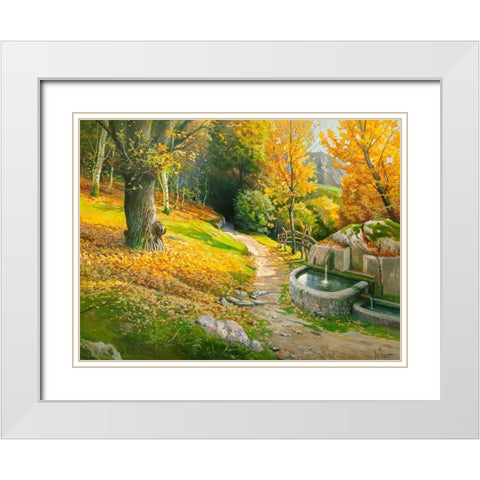 Ristoro sul sentiero White Modern Wood Framed Art Print with Double Matting by Galasso, Adriano