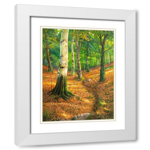 Sentiero nel bosco White Modern Wood Framed Art Print with Double Matting by Galasso, Adriano
