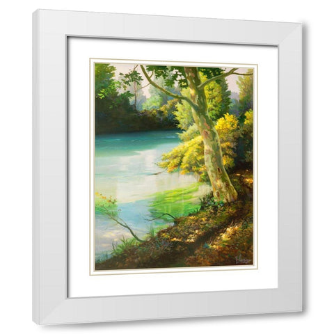 Sulla sponda del fiume White Modern Wood Framed Art Print with Double Matting by Galasso, Adriano