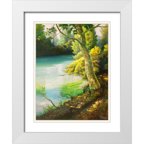 Sulla sponda del fiume White Modern Wood Framed Art Print with Double Matting by Galasso, Adriano