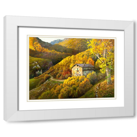 Casa tra i monti White Modern Wood Framed Art Print with Double Matting by Galasso, Adriano