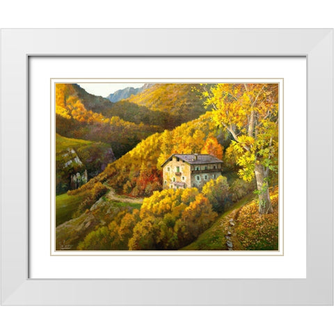 Casa tra i monti White Modern Wood Framed Art Print with Double Matting by Galasso, Adriano