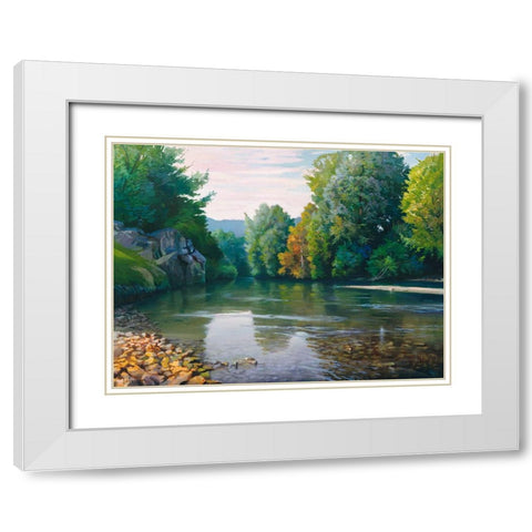 Fiume nei boschi White Modern Wood Framed Art Print with Double Matting by Galasso, Adriano