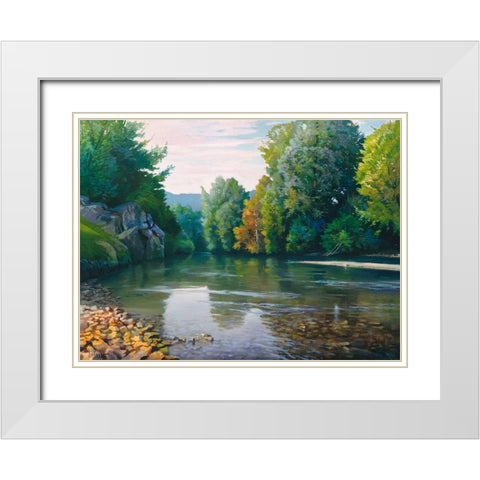 Fiume nei boschi White Modern Wood Framed Art Print with Double Matting by Galasso, Adriano