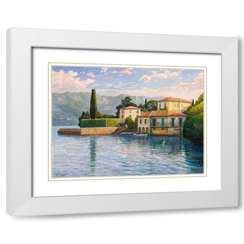 Villa sul lago White Modern Wood Framed Art Print with Double Matting by Galasso, Adriano