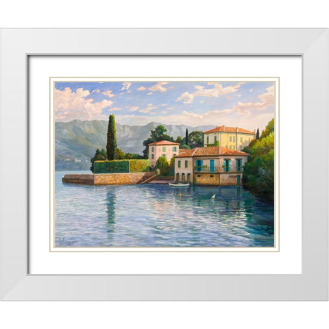 Villa sul lago White Modern Wood Framed Art Print with Double Matting by Galasso, Adriano