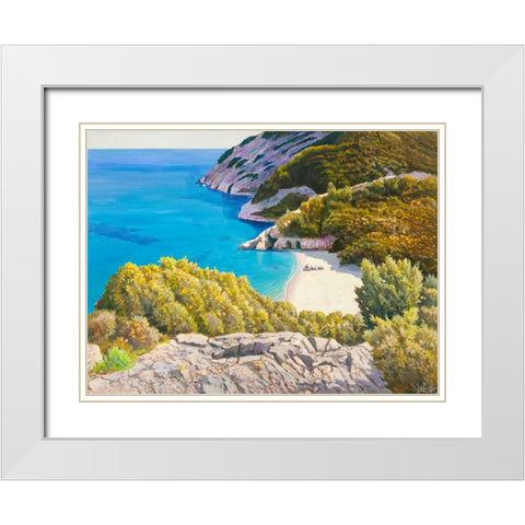 Caletta assolata White Modern Wood Framed Art Print with Double Matting by Galasso, Adriano
