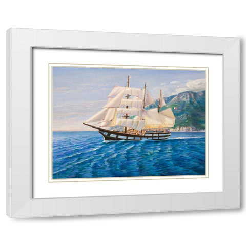 Goletta White Modern Wood Framed Art Print with Double Matting by Galasso, Adriano