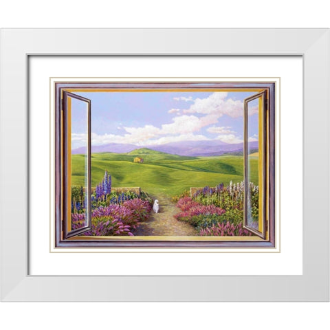 Paesaggio toscano White Modern Wood Framed Art Print with Double Matting by Del Missier, Andrea