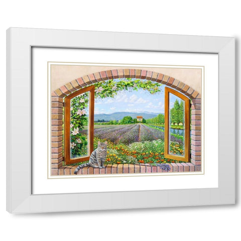 Finestra in provenza White Modern Wood Framed Art Print with Double Matting by Del Missier, Andrea