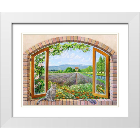 Finestra in provenza White Modern Wood Framed Art Print with Double Matting by Del Missier, Andrea