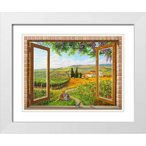 Finestra sulla campagna White Modern Wood Framed Art Print with Double Matting by Del missier, Andrea