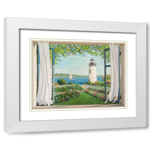 Finestra sul faro White Modern Wood Framed Art Print with Double Matting by Del Missier, Andrea