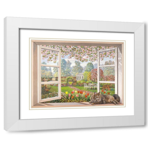 Giardino italiano White Modern Wood Framed Art Print with Double Matting by Andrea, Del Missier