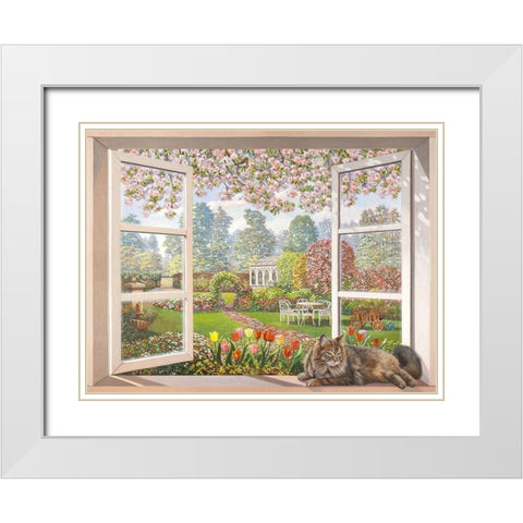 Giardino italiano White Modern Wood Framed Art Print with Double Matting by Andrea, Del Missier