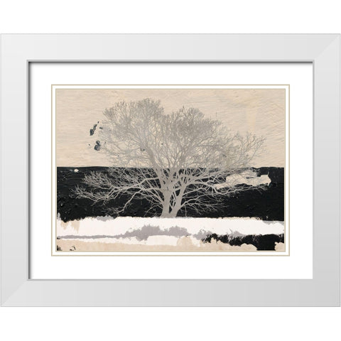 Silver Tree White Modern Wood Framed Art Print with Double Matting by Alessio, Aprile