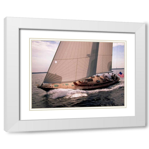 Sailboat Leaning to the Side White Modern Wood Framed Art Print with Double Matting by Rabinowitz, Neil