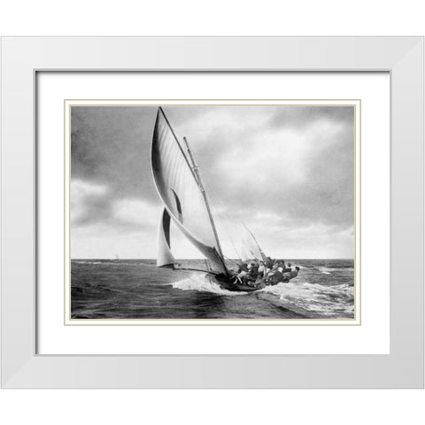 Under sail, Sydney Harbour White Modern Wood Framed Art Print with Double Matting by Anonymous