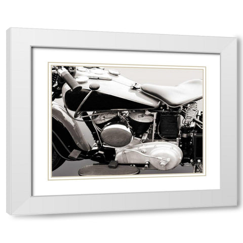 Vintage American V-Twin engine (detail) White Modern Wood Framed Art Print with Double Matting by Gasoline Images