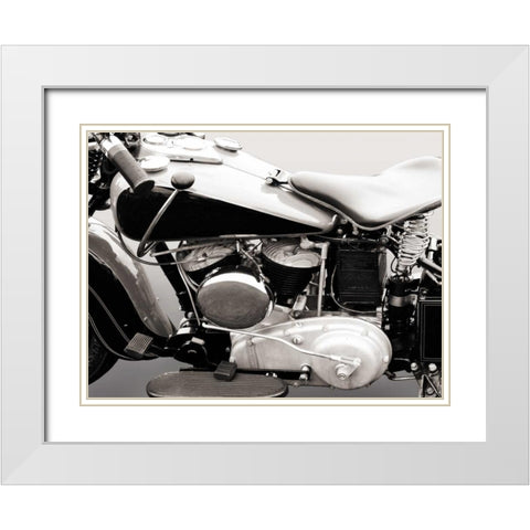 Vintage American V-Twin engine (detail) White Modern Wood Framed Art Print with Double Matting by Gasoline Images