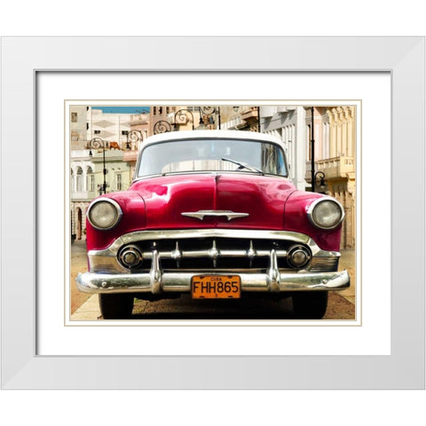 Classic American car in Habana, Cuba White Modern Wood Framed Art Print with Double Matting by Gasoline Images