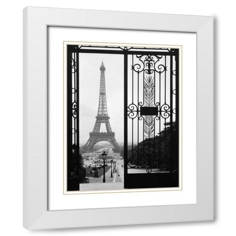 Eiffel Tower from the Trocadero Palace, Paris White Modern Wood Framed Art Print with Double Matting by Anonymous