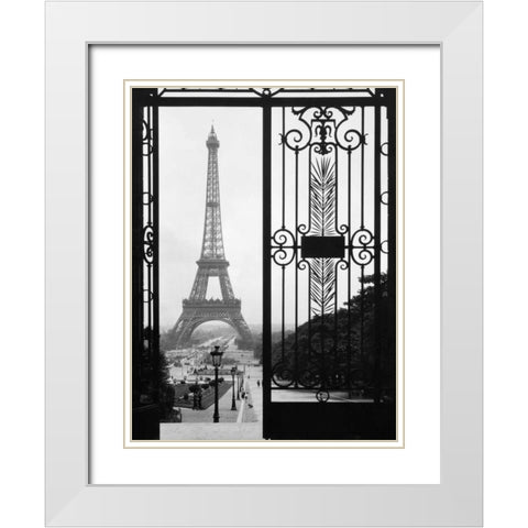 Eiffel Tower from the Trocadero Palace, Paris White Modern Wood Framed Art Print with Double Matting by Anonymous