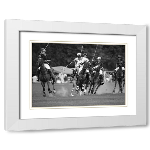 Polo players, New York White Modern Wood Framed Art Print with Double Matting by Anonymous
