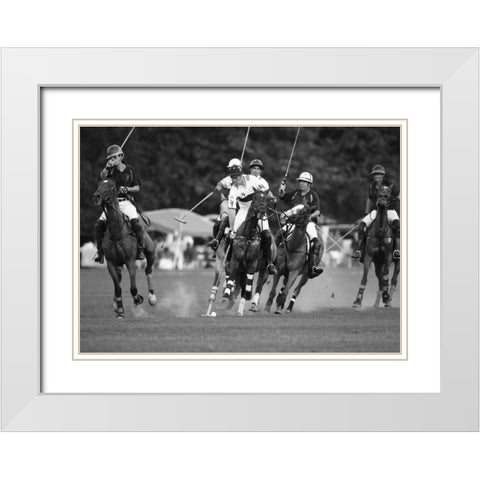 Polo players, New York White Modern Wood Framed Art Print with Double Matting by Anonymous