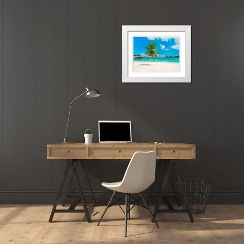 Tropical beach, Seychelles (detail) White Modern Wood Framed Art Print with Double Matting by Anonymous