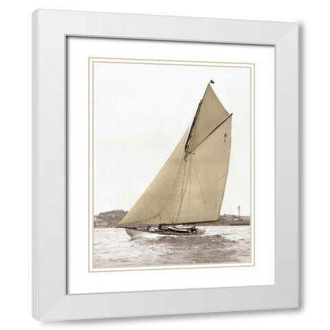Victorian sloop on Sydney Harbour White Modern Wood Framed Art Print with Double Matting by Anonymous