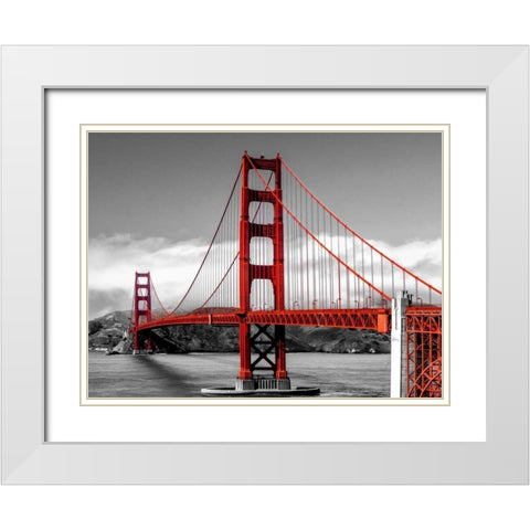 Golden Gate Bridge, San Francisco White Modern Wood Framed Art Print with Double Matting by Pangea Images