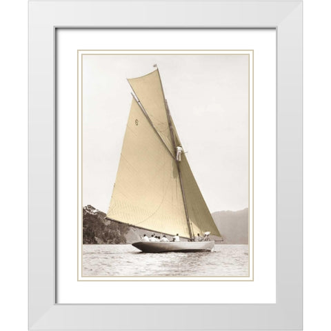 Vintage yacht White Modern Wood Framed Art Print with Double Matting by Anonymous