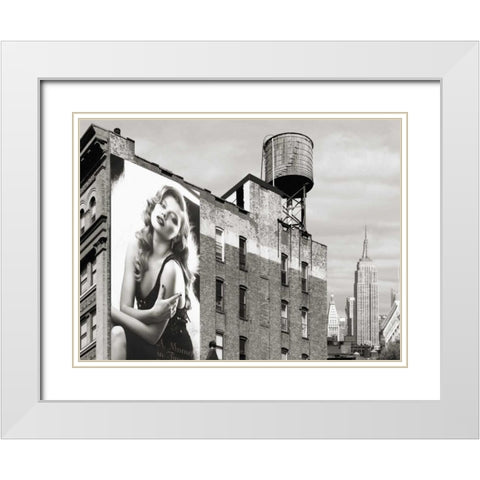 Billboards in Manhattan #1 White Modern Wood Framed Art Print with Double Matting by Lauren, Julian