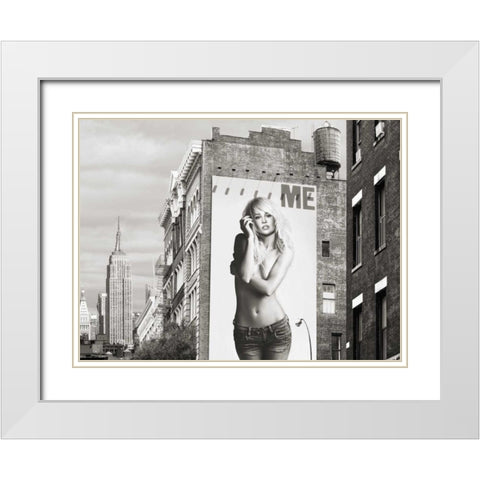 Billboards in Manhattan #2 White Modern Wood Framed Art Print with Double Matting by Lauren, Julian
