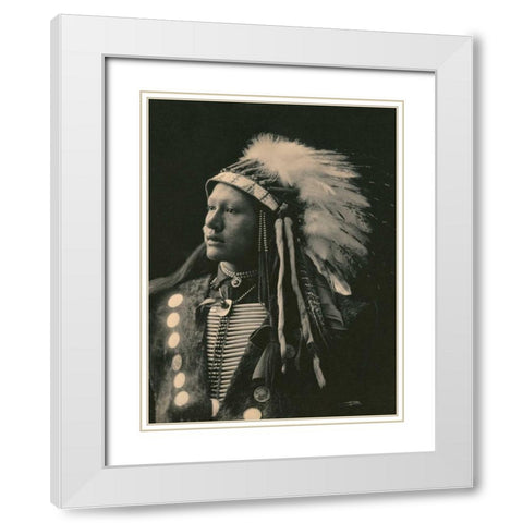 John Hollow Horn Bear- Sioux- 1898 White Modern Wood Framed Art Print with Double Matting by Anonymous